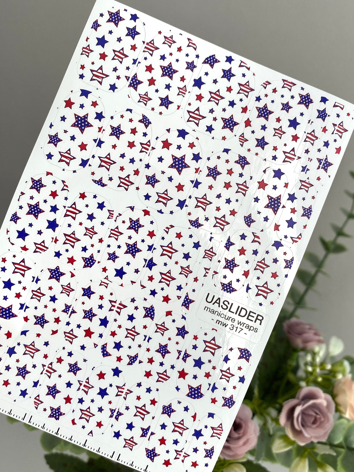 Patriotic Star Manicure Wraps — Red, White & Blue | mw-317