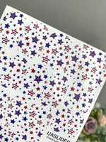 Patriotic Star Manicure Wraps — Red, White & Blue | mw-317