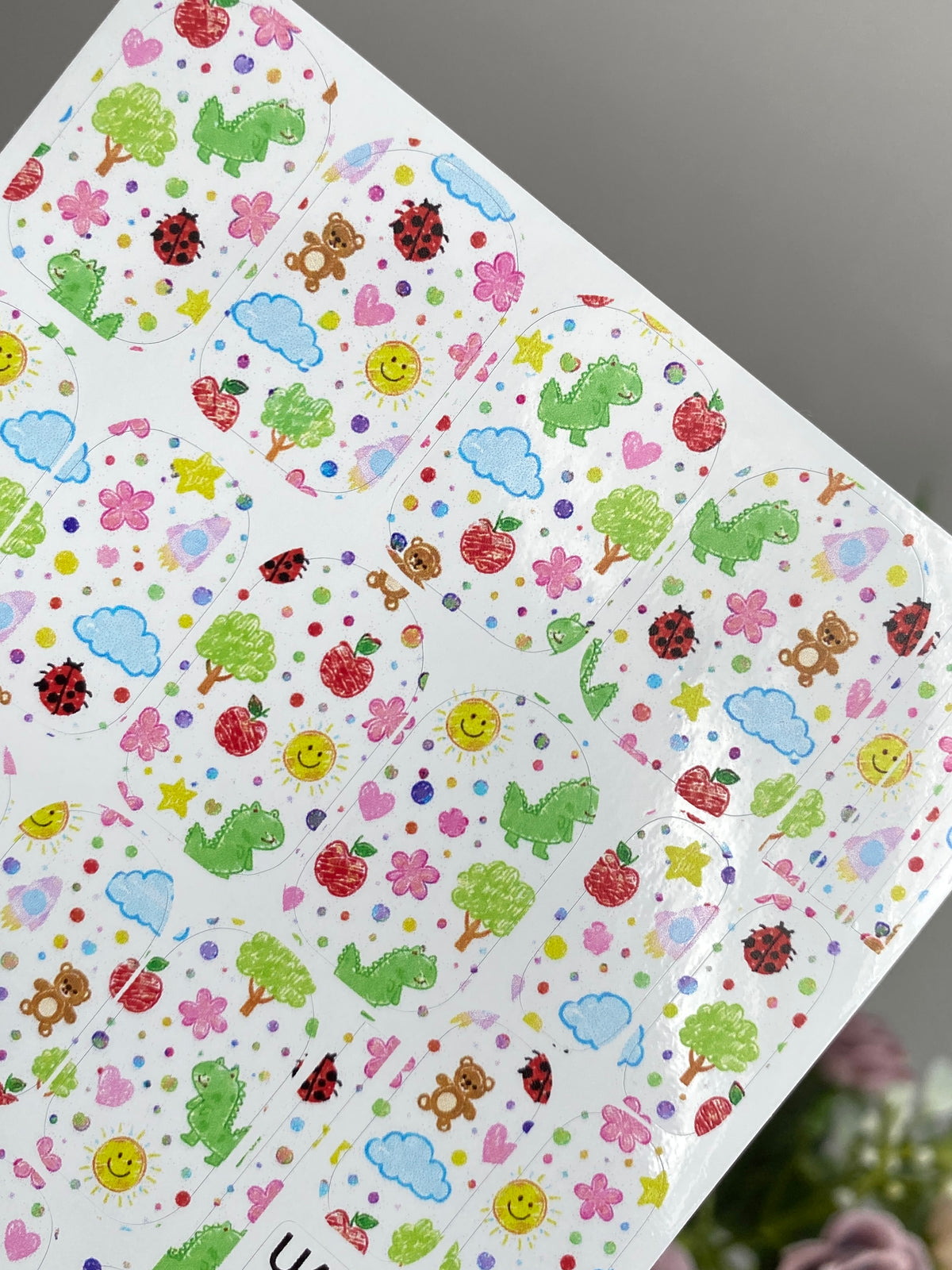Cute Doodle Manicure Wraps — Dinosaurs & Animals | mw-321