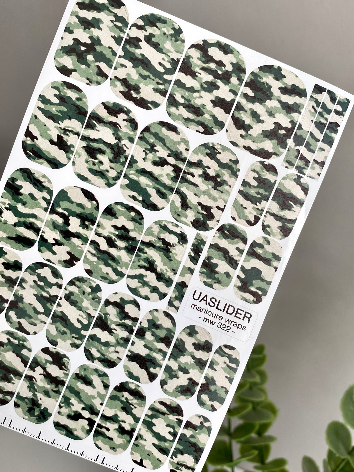 Green Camouflage Manicure Wraps — Classic Camo | mw-322