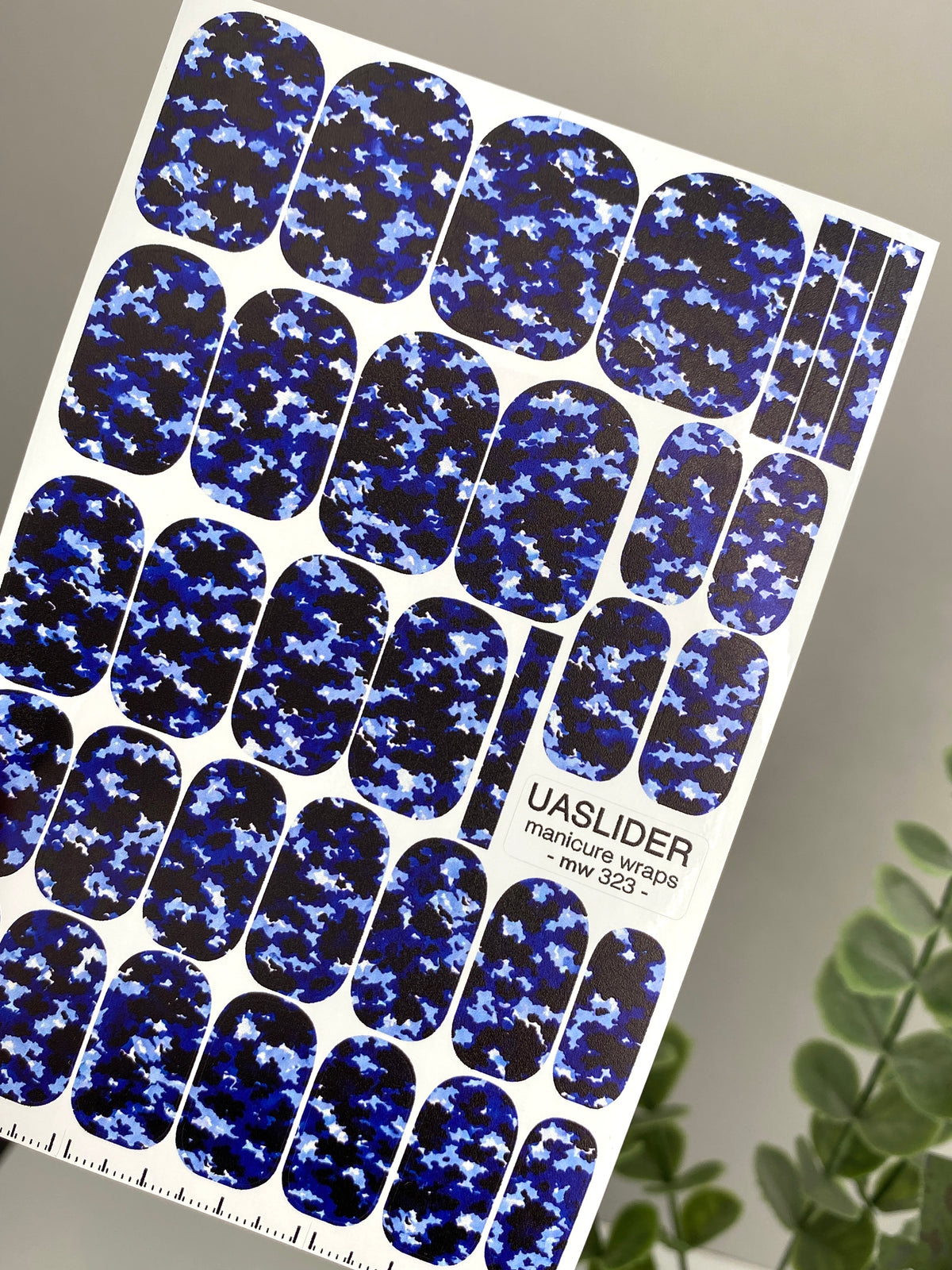 Blue Camouflage Manicure Wraps — Navy & Cobalt | mw-323