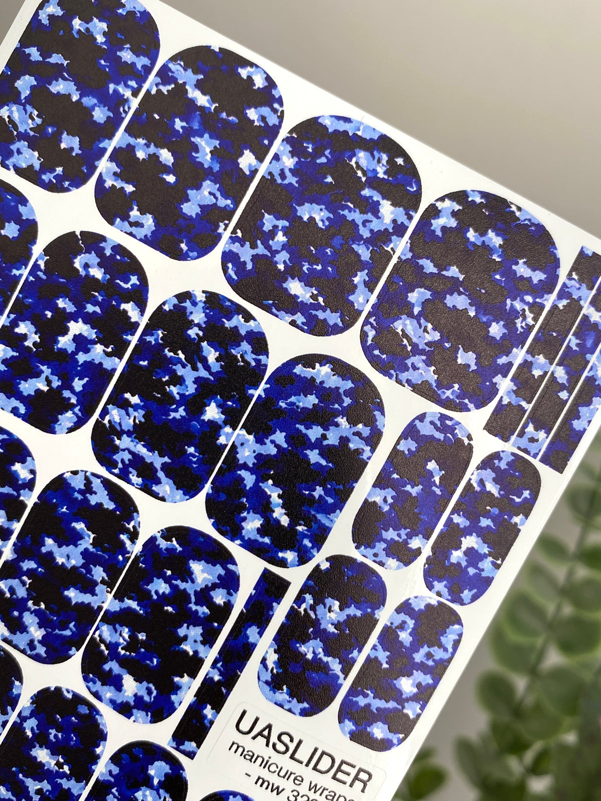 Blue Camouflage Manicure Wraps — Navy & Cobalt | mw-323