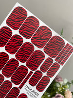 Red Zebra Print Manicure Wraps — Black Stripes | mw-325