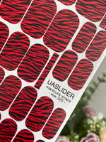Red Zebra Print Manicure Wraps — Black Stripes | mw-325