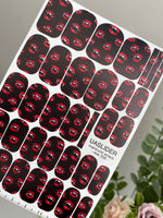 Vampire Lips Manicure Wraps — Red Fangs on Black | mw-326