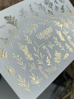 Nail Water Decal Fg-051 | Water Slide Nail Decals Gold Botanical | Floral Branches and Leaves Nail Art - UASLIDER