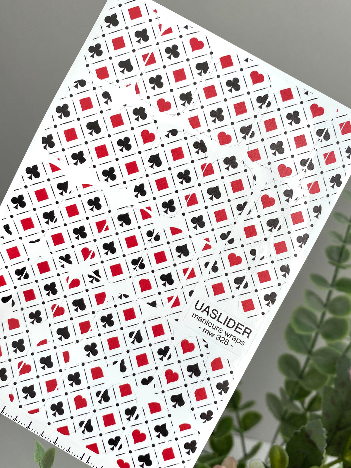 Playing Card Manicure Wraps — Red & Black Suits | mw-328