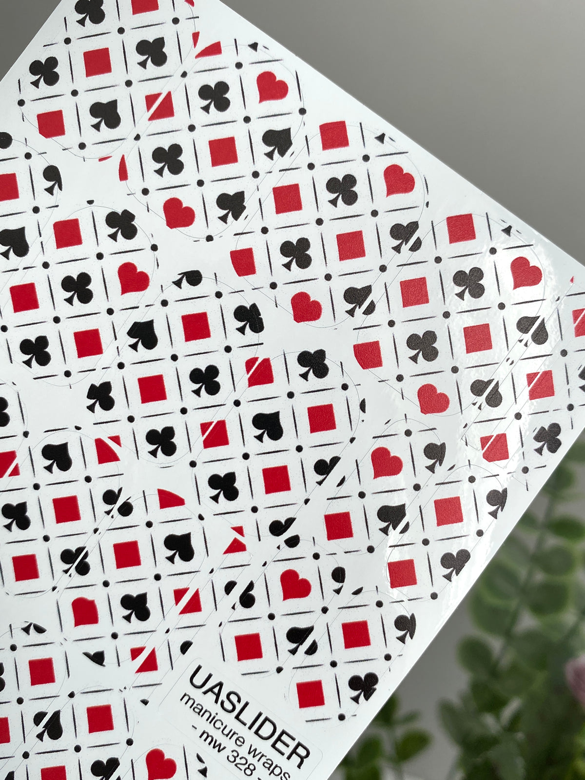 Playing Card Manicure Wraps — Red & Black Suits | mw-328