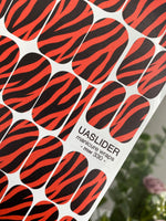 Red Zebra Manicure Wraps — Black Animal Print | mw-330