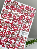 Red Kiss Manicure Nail Wraps — Leopard Lips | mw-338