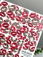 Red Kiss Manicure Nail Wraps — Leopard Lips | mw-338
