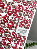 Red Kiss Manicure Nail Wraps — Leopard Lips | mw-338