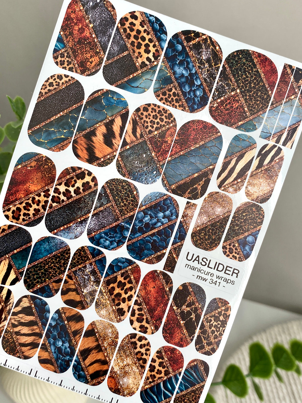 Animal Print Manicure Nail Wraps — Patchwork Textures | mw-341