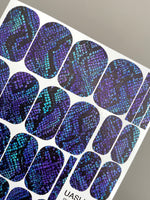 Blue Snakeskin Manicure Wraps — Purple Reptile Texture | mw-353