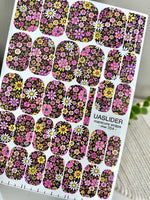 Daisy Manicure Wraps — Pink Yellow & White Florals | mw-354