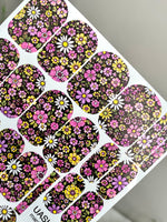 Daisy Manicure Wraps — Pink Yellow & White Florals | mw-354