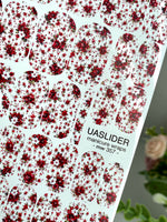 Red Rose Manicure Wraps — Tiny Floral Print | mw-357