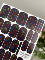 Neon Heart Manicure Wraps — Colorful Doodle Print | mw-359