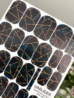 Geometric Manicure Wraps — Dark Teal Marble Lines | mw-360
