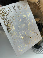 Nail Water Decal Fg-079 | Gold Foil Water Slide Nail Decals | Abstract Marble & Crackle Patterns - UASLIDER