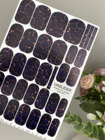 Midnight Crackle Manicure Nail Wraps — Navy with Amber Veins | mw-361