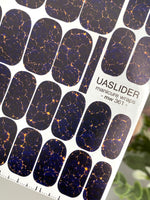 Midnight Crackle Manicure Nail Wraps — Navy with Amber Veins | mw-361