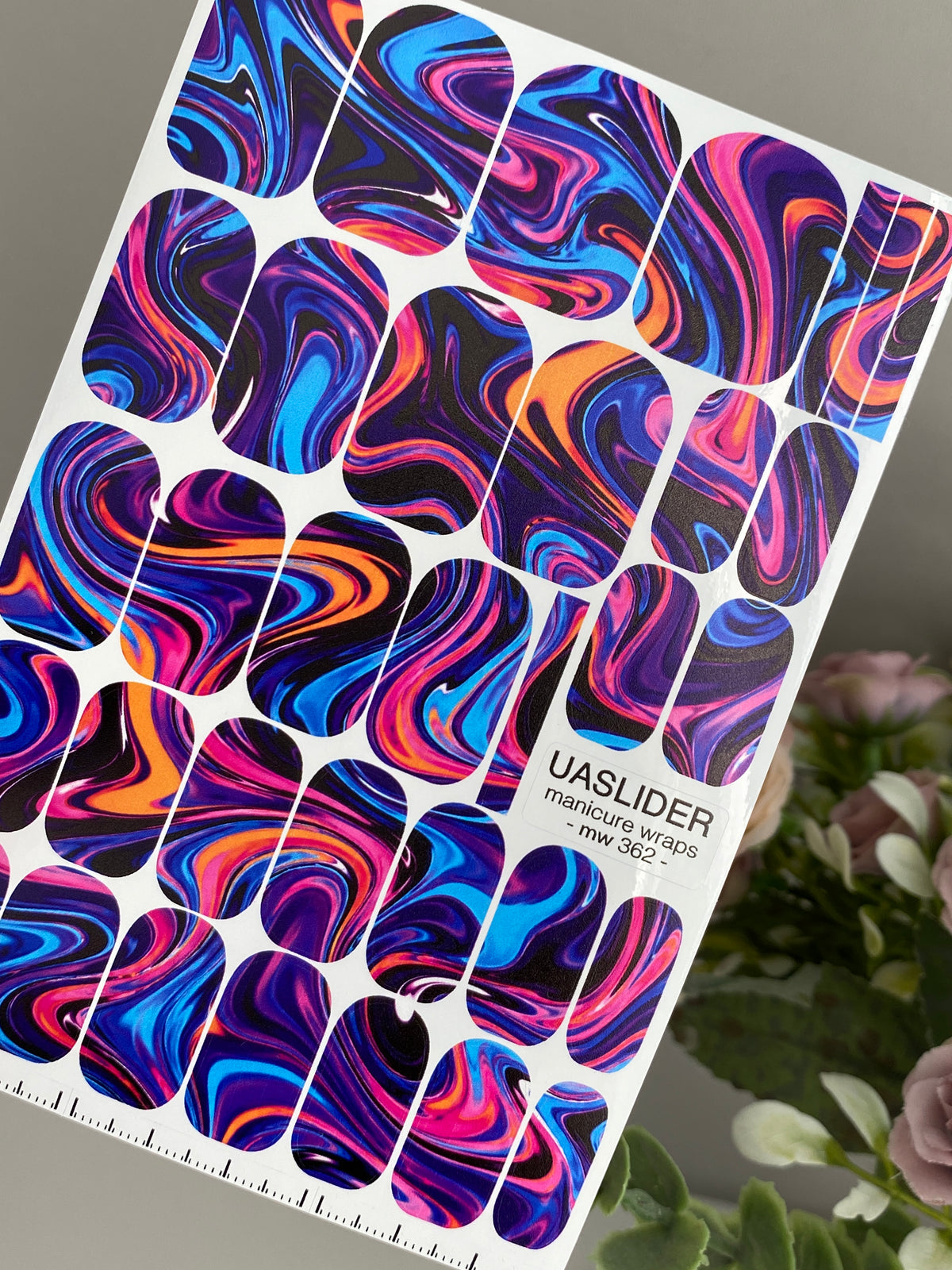 Neon Swirl Manicure Wraps — Psychedelic Marble | mw-362