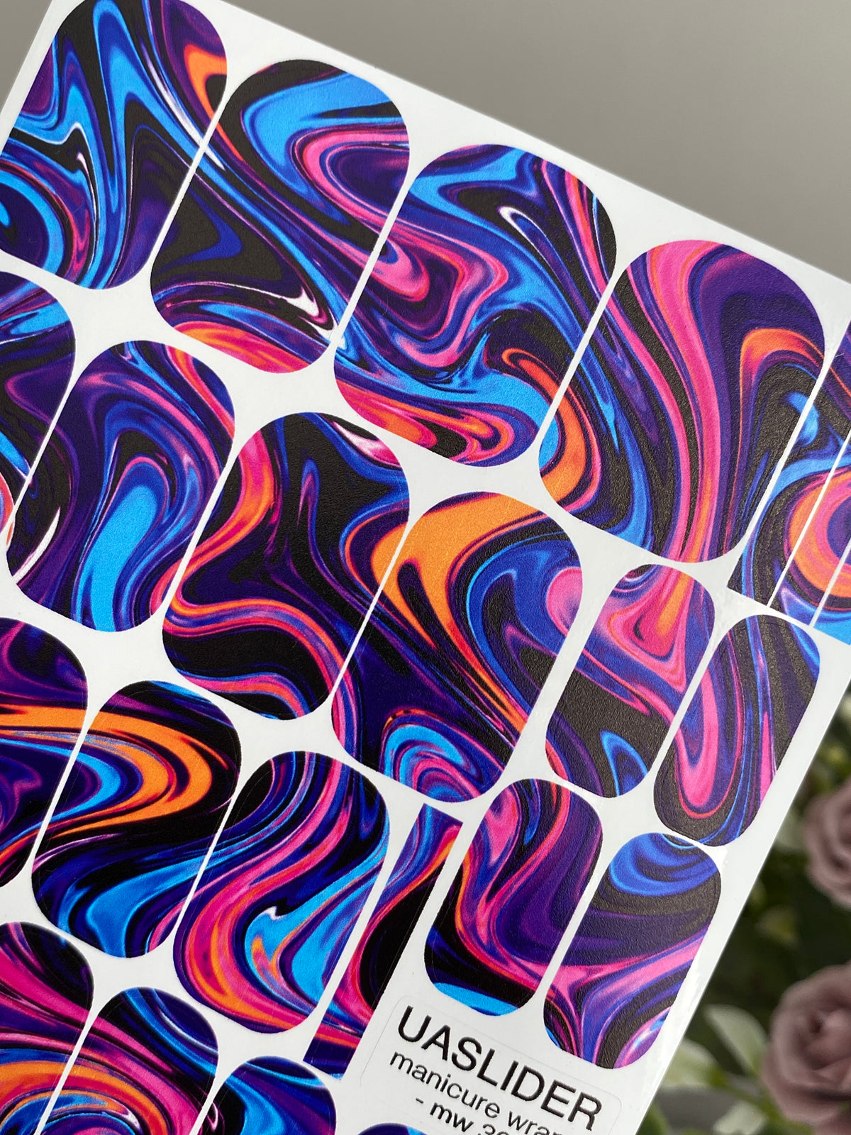 Neon Swirl Manicure Wraps — Psychedelic Marble | mw-362