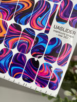 Neon Swirl Manicure Wraps — Psychedelic Marble | mw-362