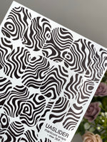 Op Art Wave Manicure Wraps — Black & White Swirls | mw-364