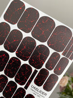 Lava Crackle Manicure Nail Wraps — Black & Red Veins | mw-365