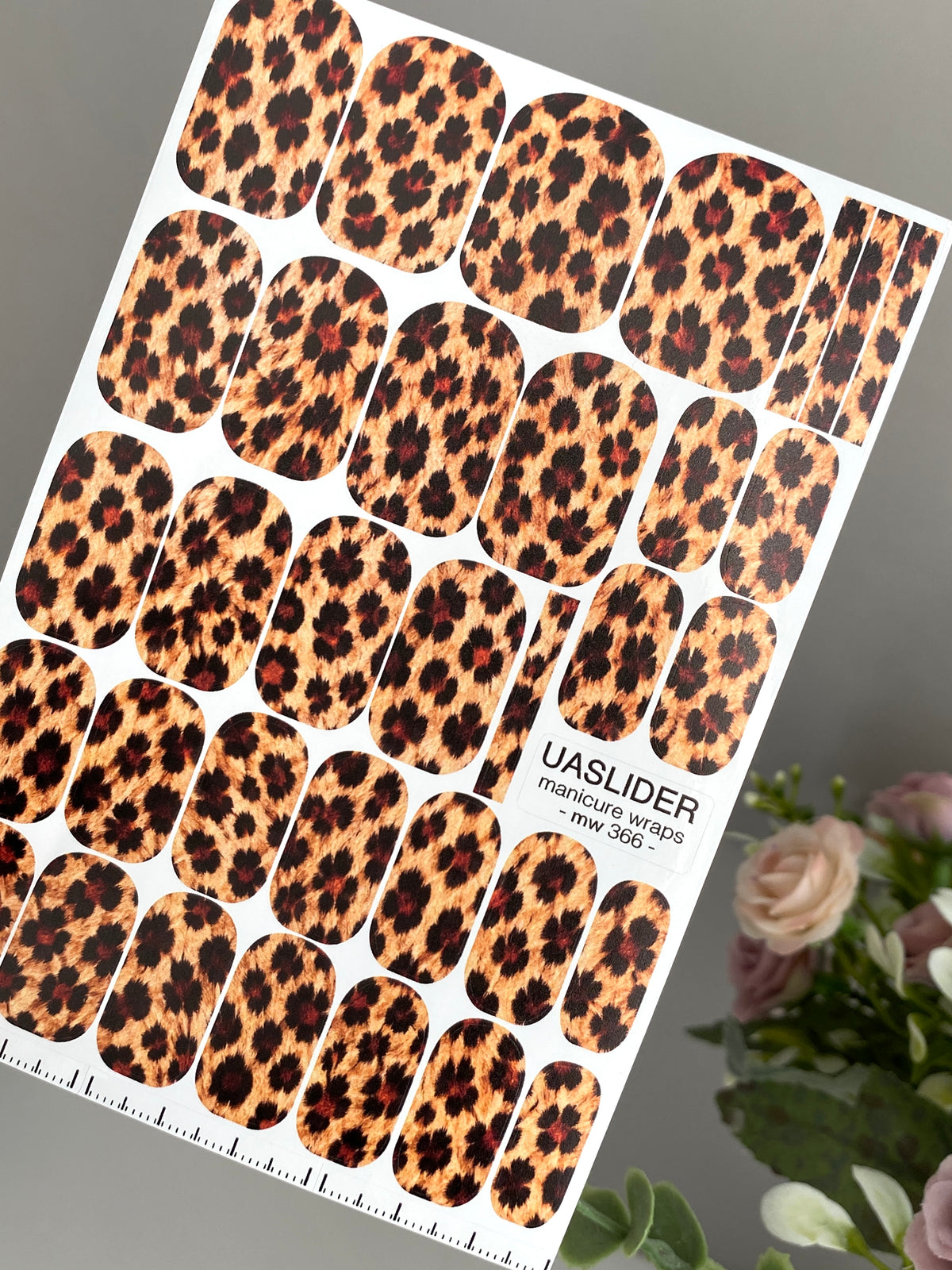 Leopard Print Manicure Nail Wraps — Tan & Black Spots | mw-366