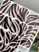 Pink Zebra Manicure Wraps — Black Stripes & Rose Lines | mw-372