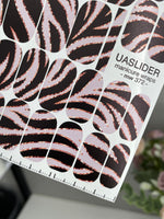 Pink Zebra Manicure Wraps — Black Stripes & Rose Lines | mw-372