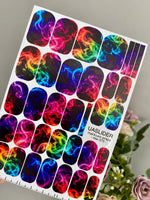 Neon Smoke Manicure Wraps — Rainbow Wisps on Black | mw-375