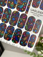Neon Christmas Manicure Wraps — Trees & Snowflakes | mw-344