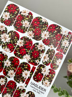 Poinsettia Manicure Wraps — Christmas Florals | mw-342
