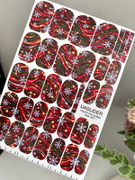 Snowflake Manicure Wraps — Red Christmas Swirls | mw-337