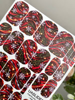 Snowflake Manicure Wraps — Red Christmas Swirls | mw-337