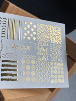 Nail Water Decal Fg-138 | Water Slide Nail Decals with Gold Abstract Lines and Dots | Minimalist Nail Art - UASLIDER