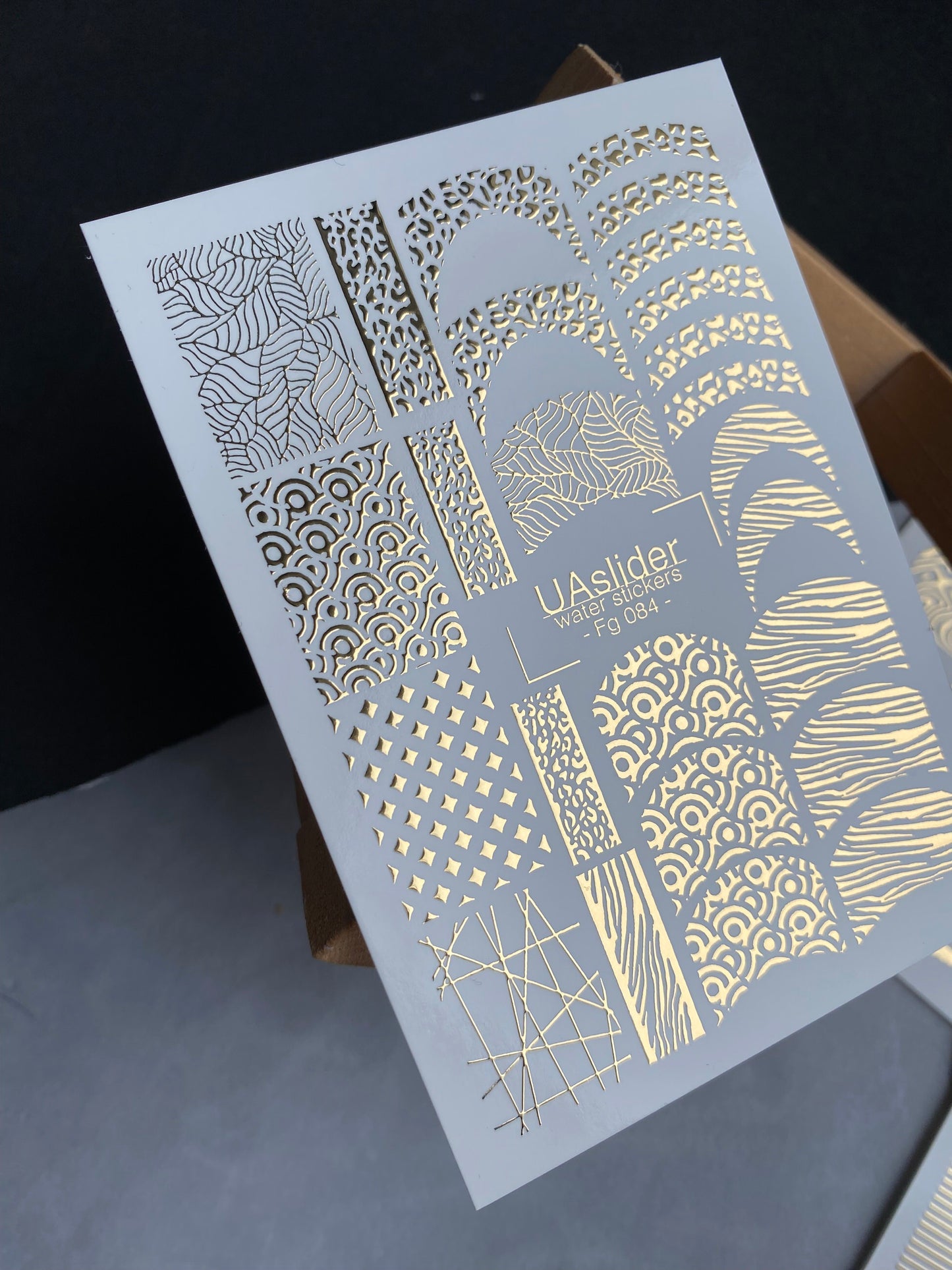 Nail Water Decal Fg-084 | Gold Foil Water Slide Nail Decals | Geometric & Abstract Patterns