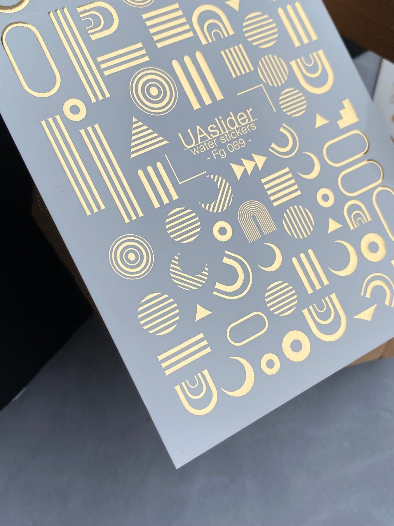 Nail Water Decal Fg-089 | Gold Foil Water Slide Nail Decals | Geometric Shapes & Minimalist Patterns - UASLIDER