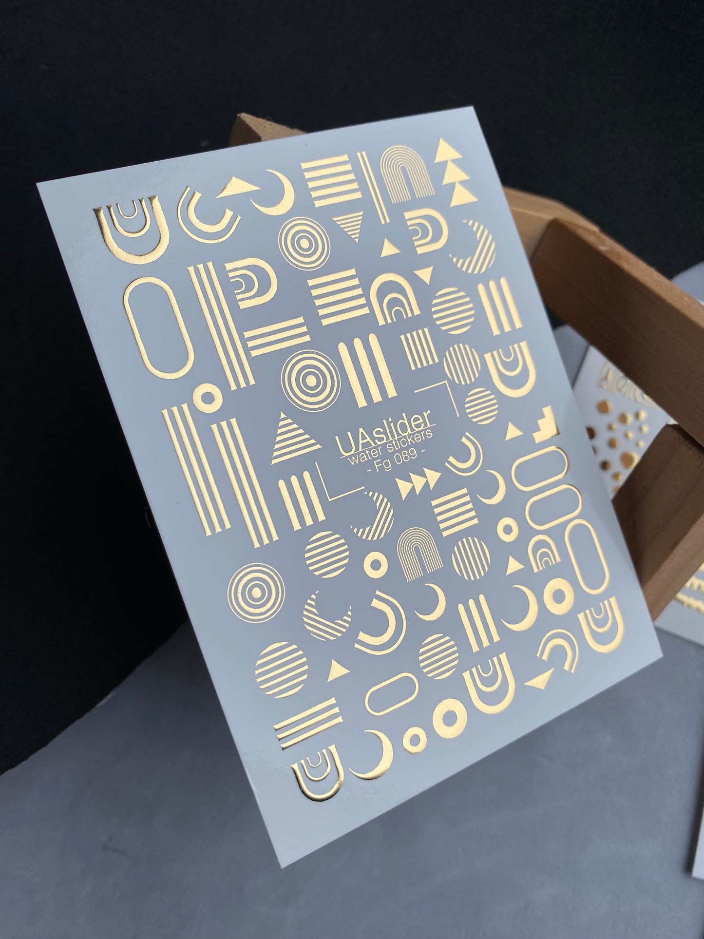 Nail Water Decal Fg-089 | Gold Foil Water Slide Nail Decals | Geometric Shapes & Minimalist Patterns