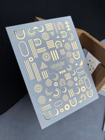 Nail Water Decal Fg-089 | Gold Foil Water Slide Nail Decals | Geometric Shapes & Minimalist Patterns - UASLIDER