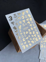 Nail Water Decal Fg-093 | Water Slide Nail Decals | Gold Dragons & Asian Symbols - UASLIDER