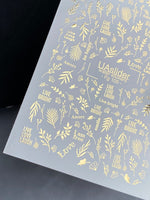 Nail Water Decal Fg-105 | Water Slide Nail Decals with Gold Leaves & Quotes | Botanical Minimalism - UASLIDER