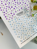 Nail Water Decal NCg-050 | Water Slide Nail Decals | Purple & Blue Mini Wildflowers - UASLIDER