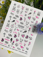 Nail Water Decal NCg-057 | Nail Water Decals Cartoon Emo Style | Bears, Hearts and Cute Icons - UASLIDER