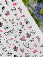 Nail Water Decal NCg-057 | Nail Water Decals Cartoon Emo Style | Bears, Hearts and Cute Icons - UASLIDER