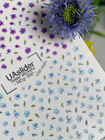 Nail Water Decal NCg-050 | Water Slide Nail Decals | Purple & Blue Mini Wildflowers - UASLIDER